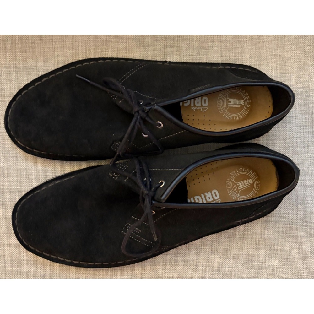 Clarks Originals Desert London Black Suede Crepe Sole Shoes 78151 Mens 10.5 M